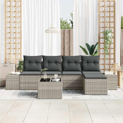 Havesofa Sæt 6 stk. Lysegrå polyrattan