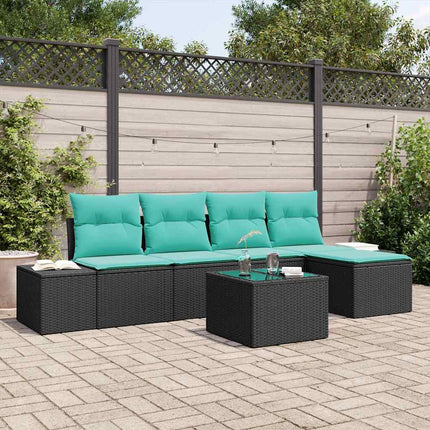 Havesofa Sæt 6 stk. Sort polyrattan