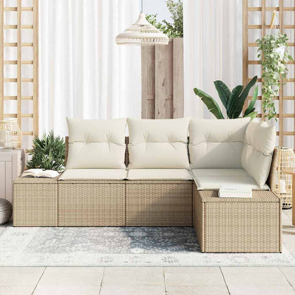 Havesofa Sæt 4 pcs Beige polyrattan