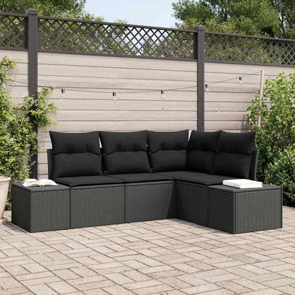 Havesofa Sæt 4 pcs Sort polyrattan