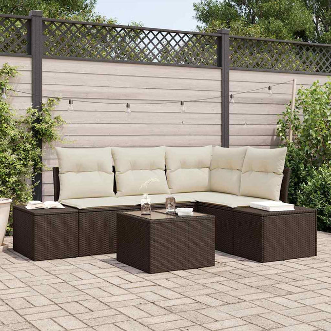Havesofa Sæt 5 pcs Brun polyrattan