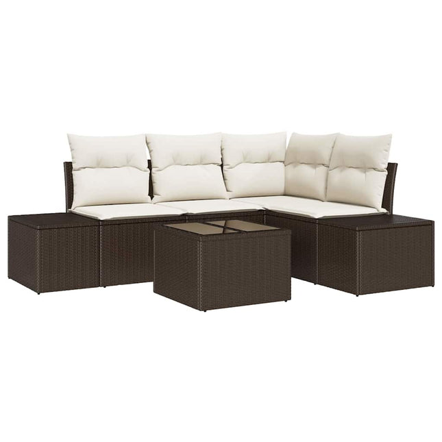 Havesofa Sæt 5 pcs Brun polyrattan