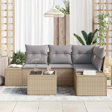 Havesofa Sæt 5 pcs Beige polyrattan