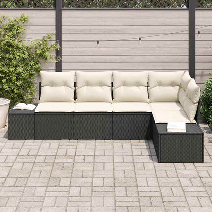 Havesofa Sæt 5 stk. Sort polyrattan
