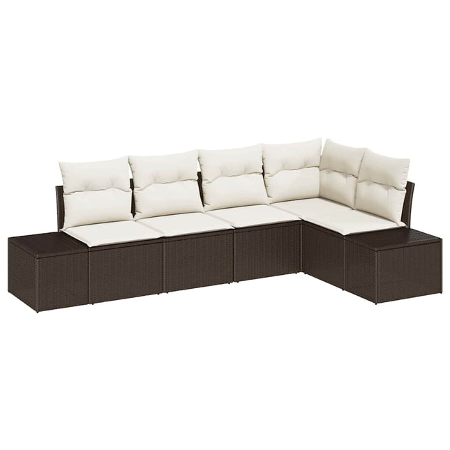 Havesofa Sæt 5 pcs Brun polyrattan