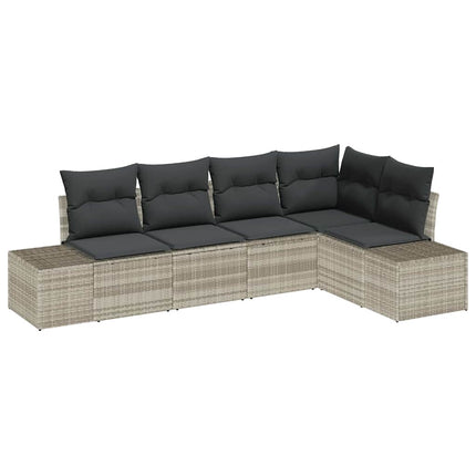 Havesofa Sæt 5 pcs Lysegrå polyrattan