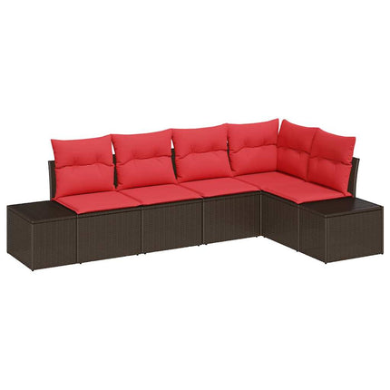 Havesofa Sæt 5 stk. Brun polyrattan