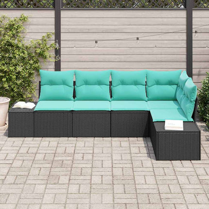 Havesofa Sæt 5 stk. Sort polyrattan