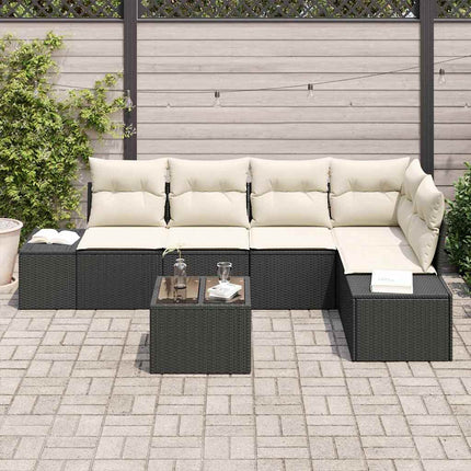 Havesofa Sæt 6 stk. Sort polyrattan