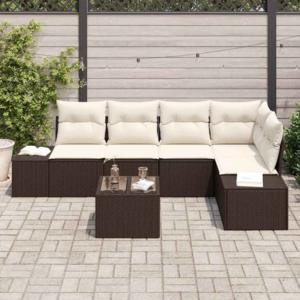Havesofa Sæt 6 pcs Brun polyrattan