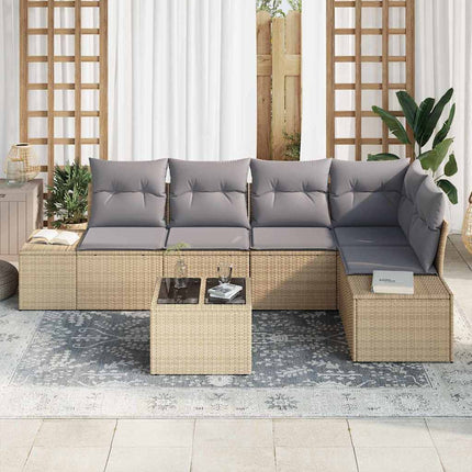 Havesofa Sæt 6 pcs Beige polyrattan