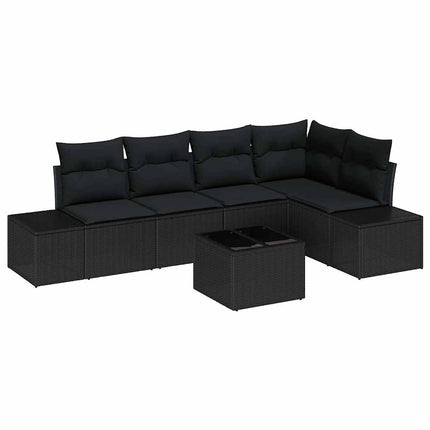 Havesofa Sæt 6 pcs Sort polyrattan