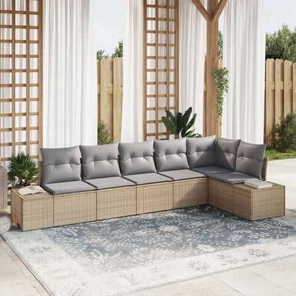 Havesofa Sæt 6 stk. Beige og grå polyrattan