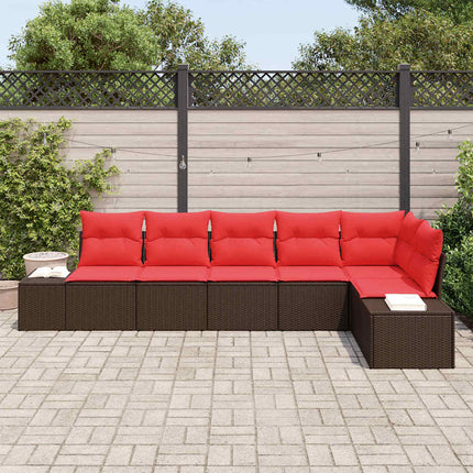 Havesofa Sæt 6 stk. Brun polyrattan