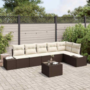 Havesofa Sæt med pude 7 pcs Brun og Creme polyrattan