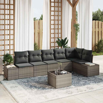 Havesofa Sæt med pude 7 pcs Grå polyrattan