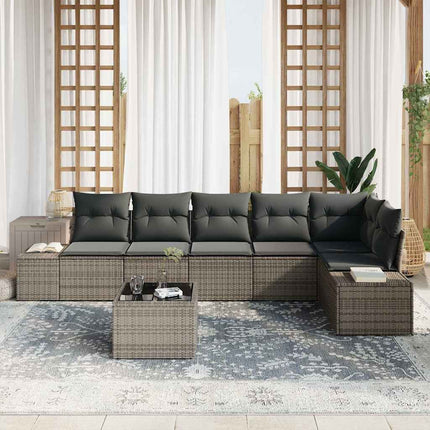 Havesofa Sæt med pude 7 pcs Grå polyrattan