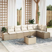 Havesofa Sæt med pude 7 pcs Beige og creme polyrattan