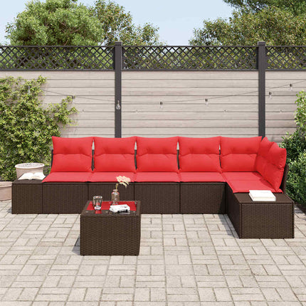 Havesofa Sæt 7 stk. Brun polyrattan