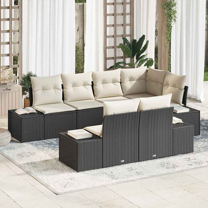 Havesofa Sæt 7 stk. Sort og Cream polyrattan