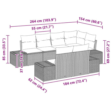 Havesofa Sæt 7 stk. Beige og creme polyrattan