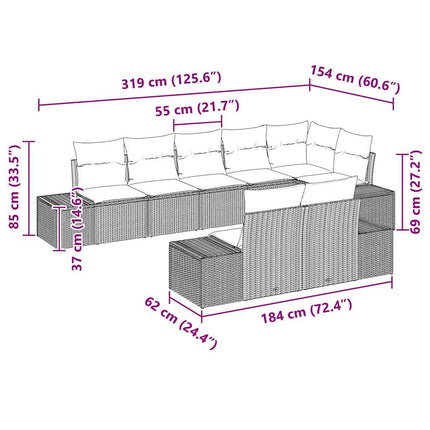 Havesofa Sæt med pude 8 pcs Lysegrå polyrattan