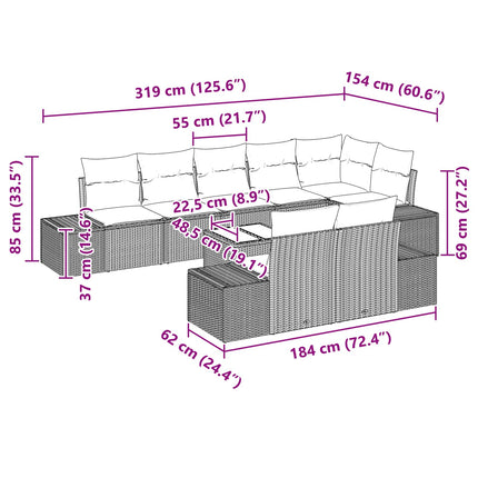 Havesofa Sæt 9 stk. Sort polyrattan