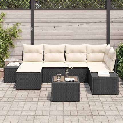 Havesofa Sæt 7 stk. Sort og Cream polyrattan