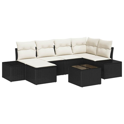 Havesofa Sæt 7 stk. Sort og Cream polyrattan