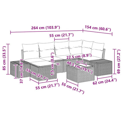 Havesofa Sæt 7 stk. Beige og creme polyrattan