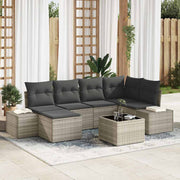 Havesofa Sæt med pude 7 pcs Lysegrå polyrattan