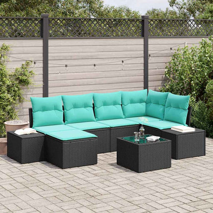 Havesofa Sæt 7 stk. Sort polyrattan