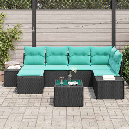 Havesofa Sæt 7 stk. Sort polyrattan