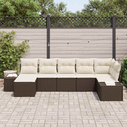 Havesofa Sæt 7 stk. Brun polyrattan