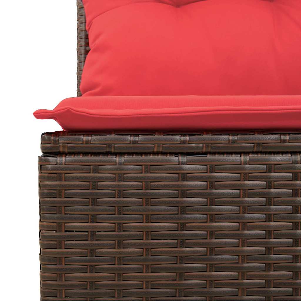 Havesofa Sæt med pude 7 pcs Brun polyrattan