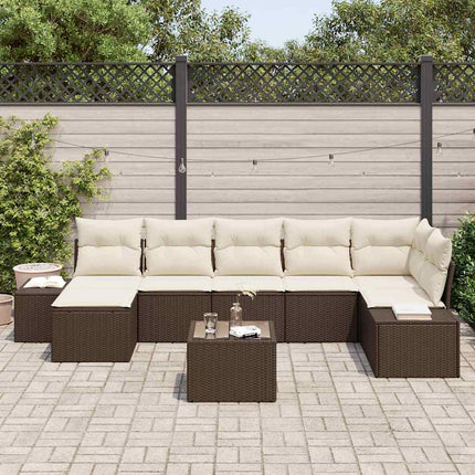 Havesofa Sæt 8 stk. Brun polyrattan
