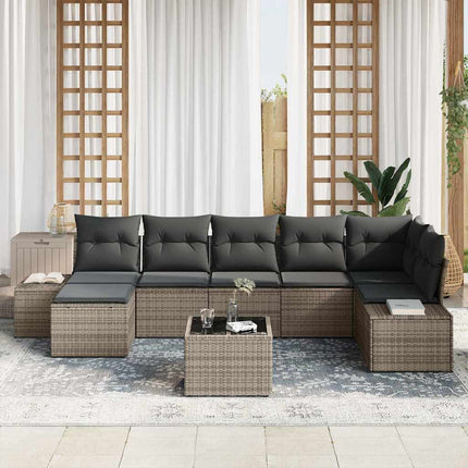 Havesofa Sæt 8 stk. Grå polyrattan