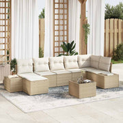Havesofa Sæt med pude 8 pcs Beige polyrattan