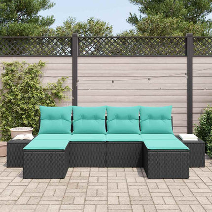 Havesofa Sæt 6 stk. Sort polyrattan