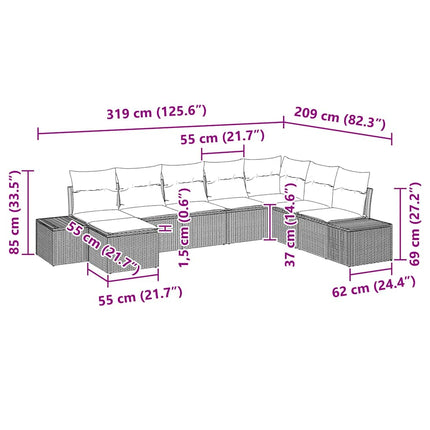 Havesofa Sæt 8 stk. polyrattan