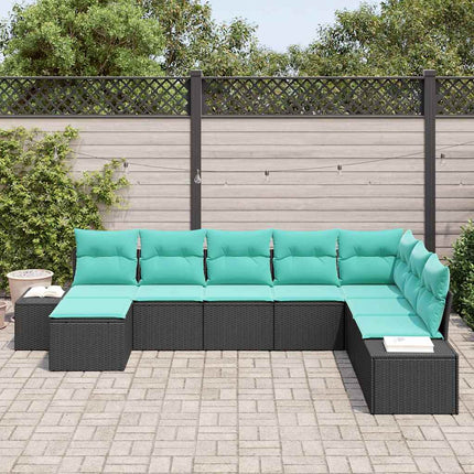 Havesofa Sæt 8 stk. Sort polyrattan