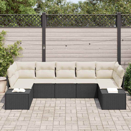 Havesofa Sæt 7 stk. Sort polyrattan