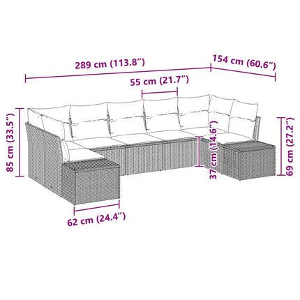 Havesofa Sæt 7 stk. Sort polyrattan