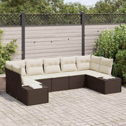 Havesofa Sæt med pude 7 pcs Brun polyrattan