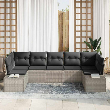 Havesofa Sæt med pude 7 pcs Lysegrå polyrattan