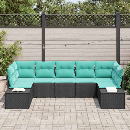 Havesofa Sæt 7 stk. Sort polyrattan