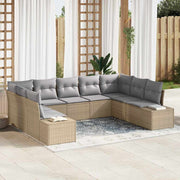 Havesofa Sæt med pude 9 pcs Beige polyrattan