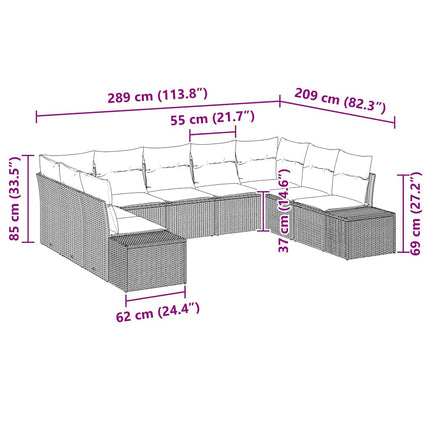 Havesofa Sæt 9 stk. Beige polyrattan