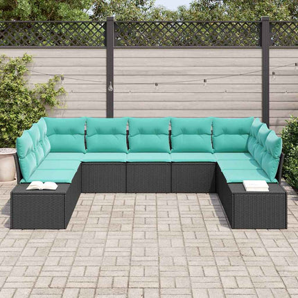 Havesofa Sæt 9 stk. Sort polyrattan