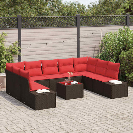 Havesofa Sæt 10 stk. Brun polyrattan